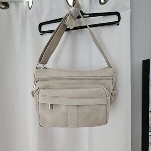 SOLD Cream Crossbody Bag with Structured Design